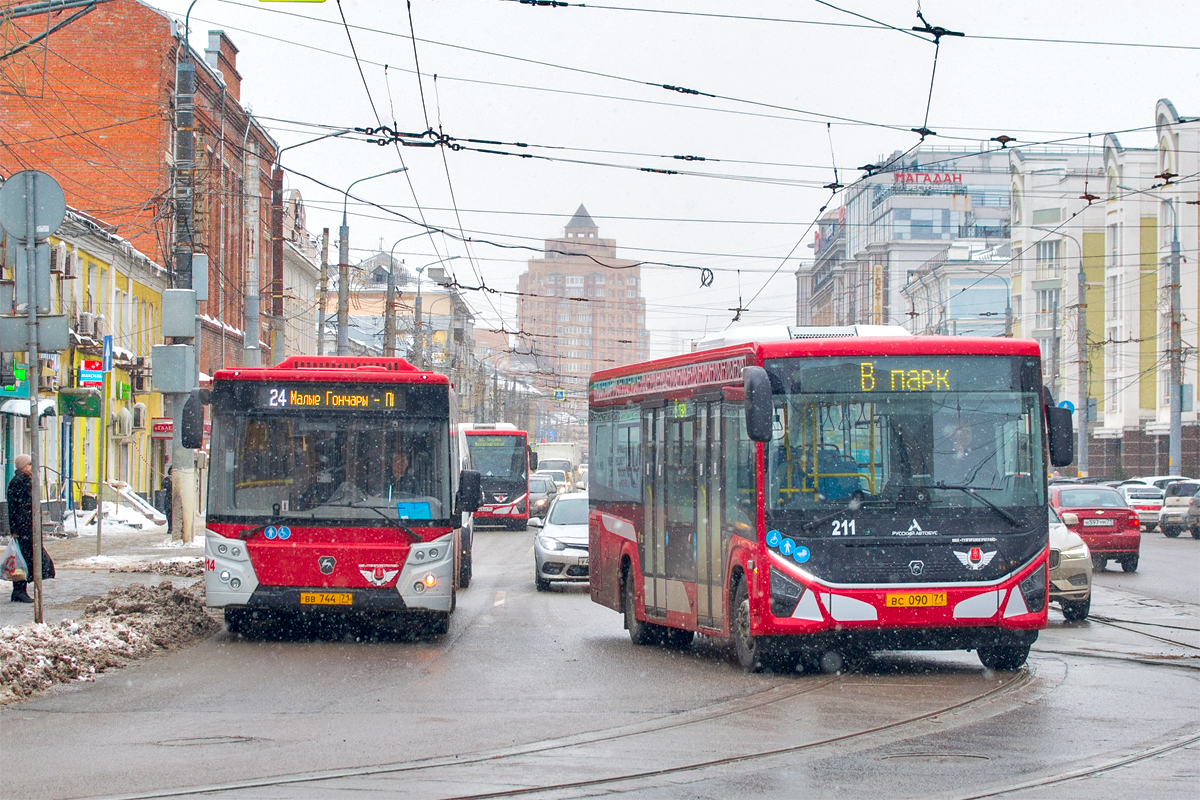 Tula, LiAZ-5292.65 # 114; Tula, PAZ-422320-04 "Citymax 9" # 211